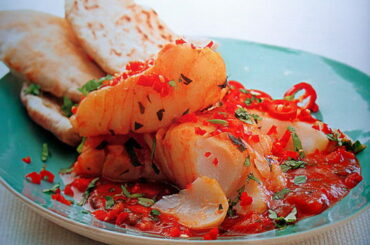 Poached Fish in Spicy Tomato Sauce