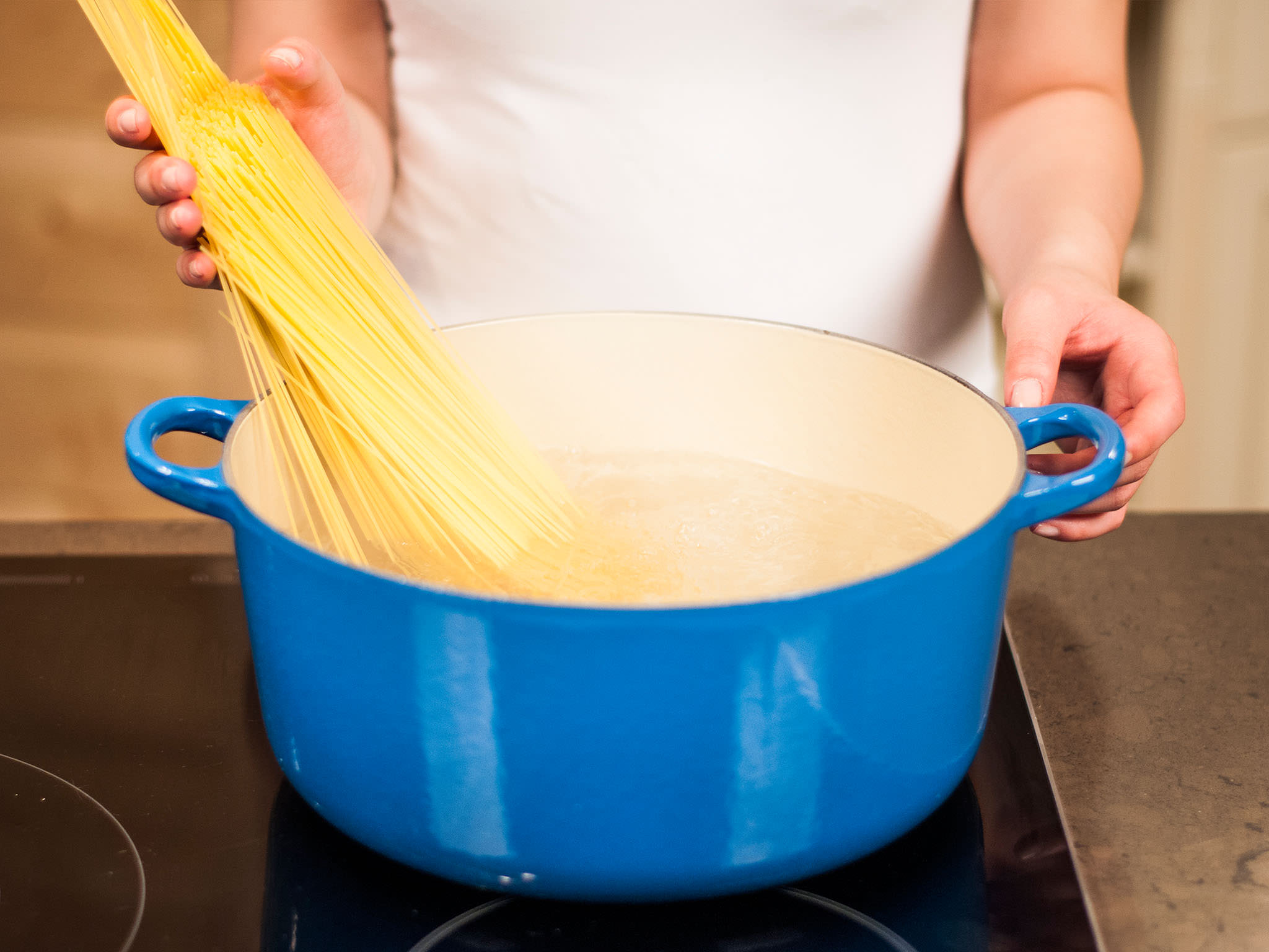 Angel hair pasta with shrimp in white wine sauce