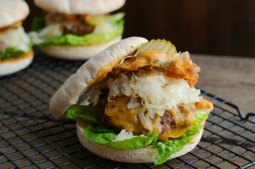 Bacon and sauerkraut cheeseburger