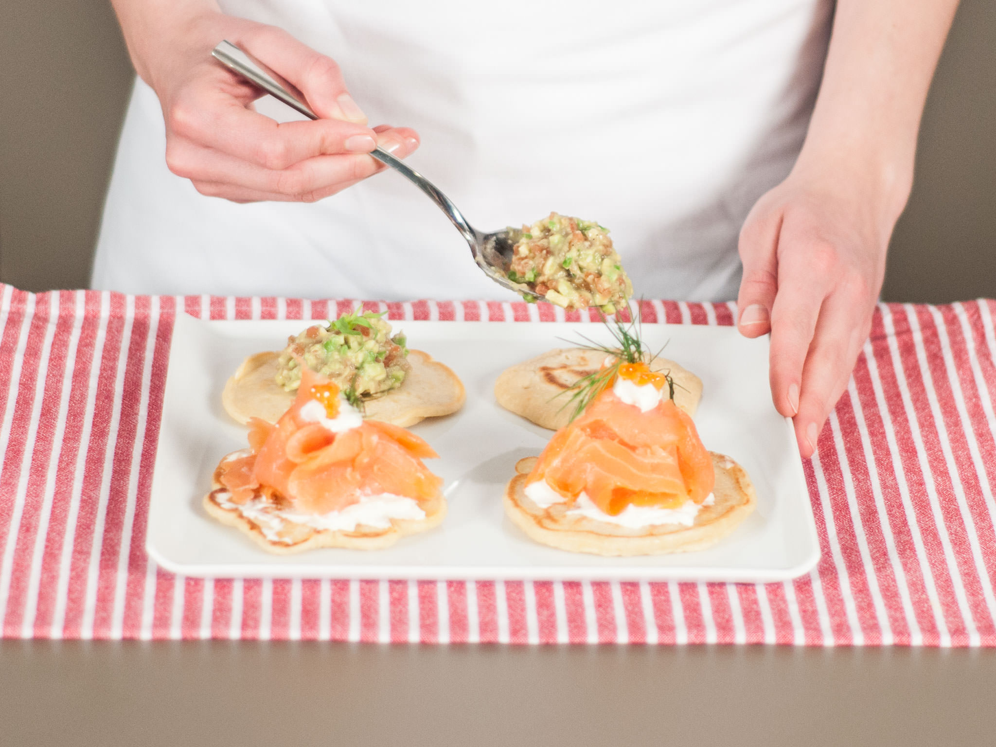 Blinis with two toppings