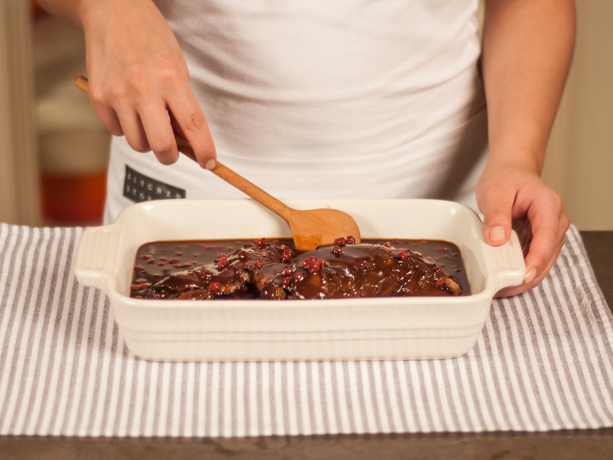 Braised venison with lingonberry sauce