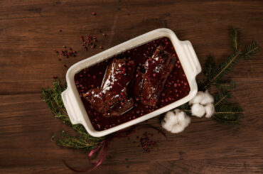 Braised venison with lingonberry sauce