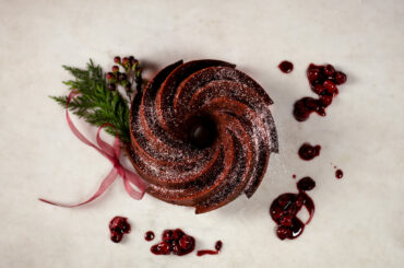 Cherry chocolate rum cake
