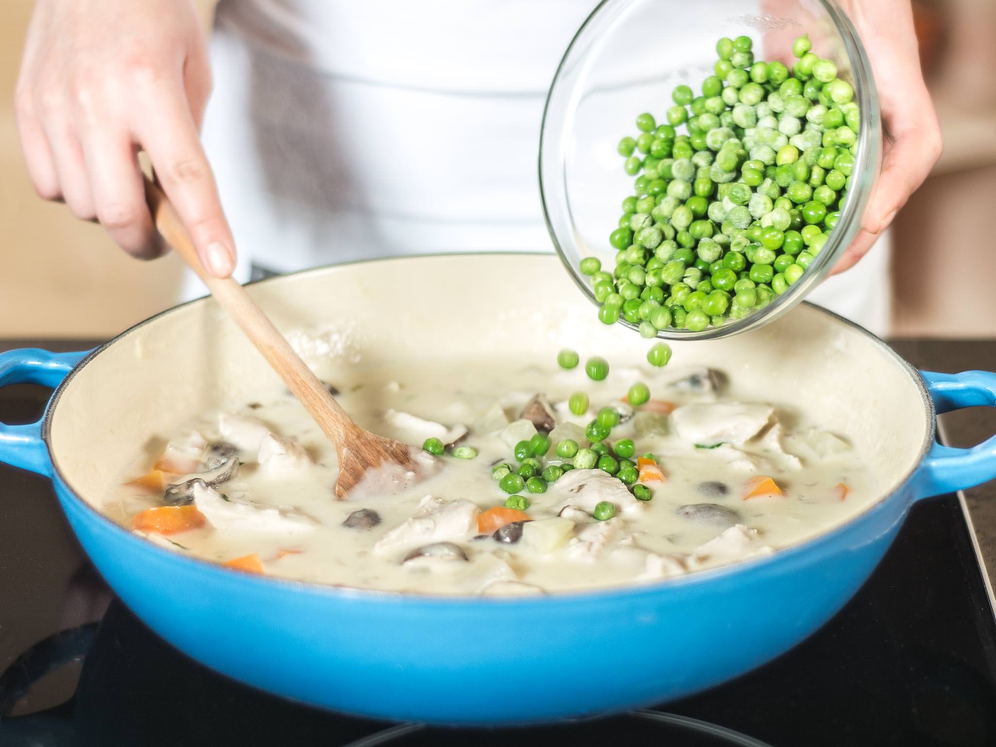 Chicken fricassee with young vegetables