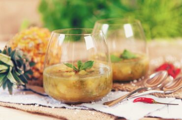 Chilled pineapple and persage soup