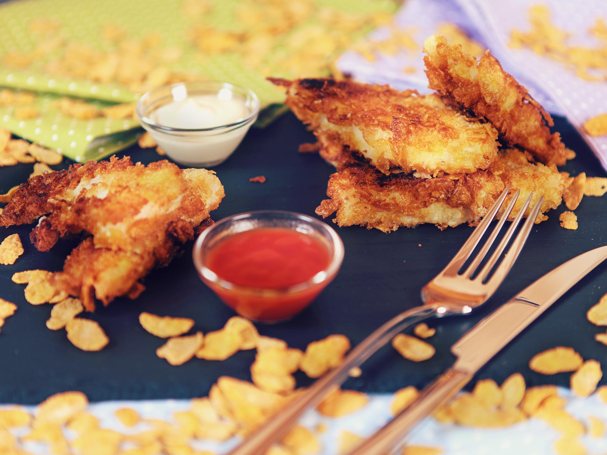 Cornflake-crusted crunchy fish sticks Cornflake-crusted crunchy fish sticks