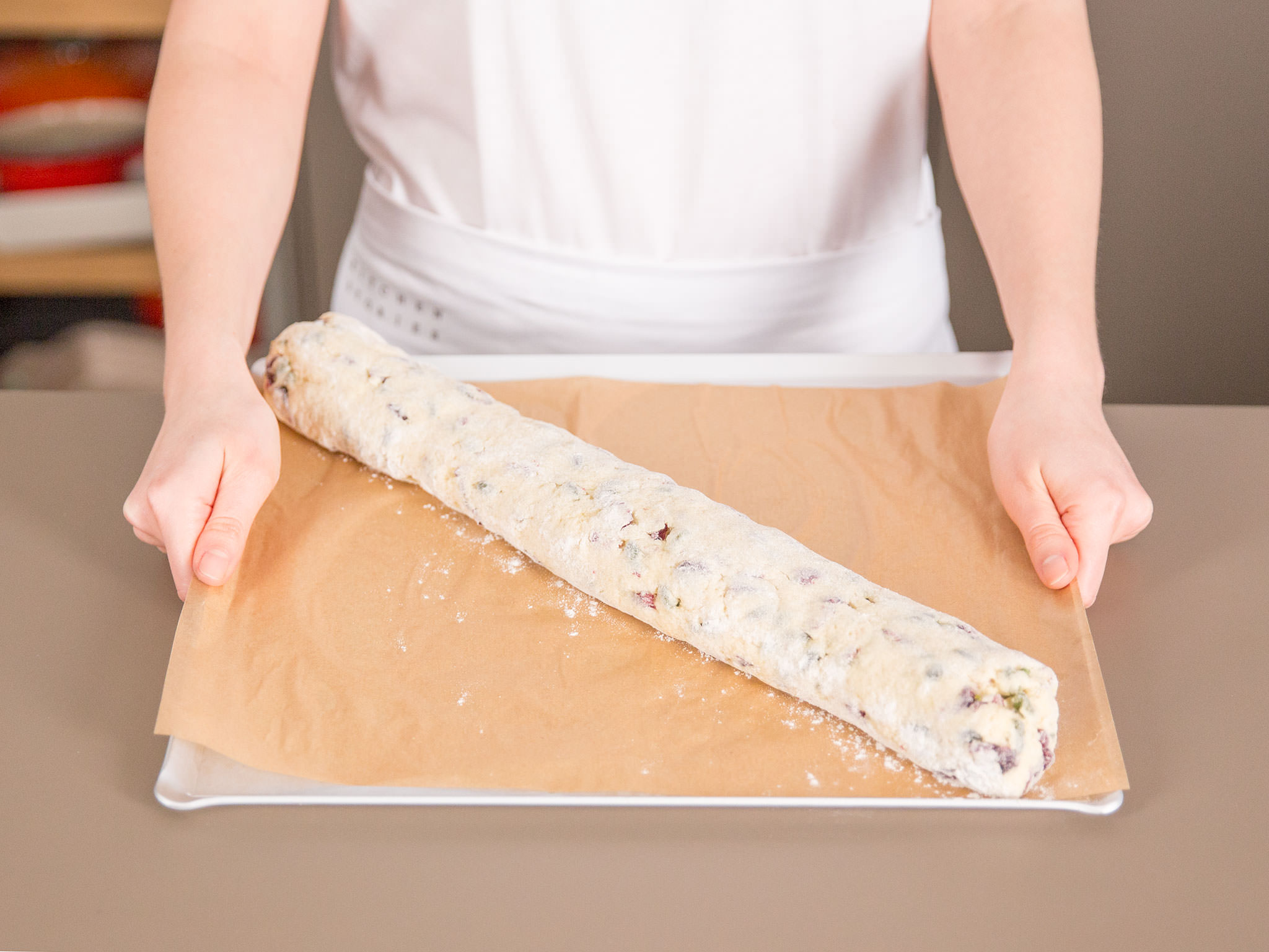 Cranberry pistachio biscotti with jam