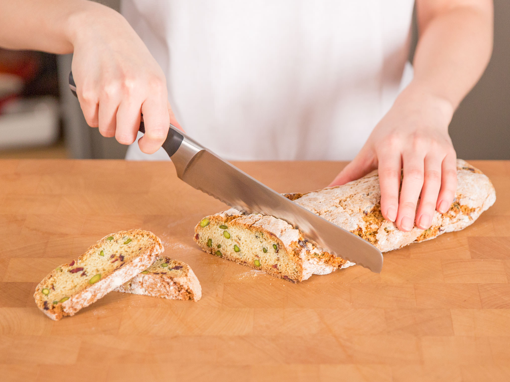 Cranberry pistachio biscotti with jam