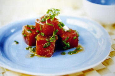 Cubed and Marinated Raw Tuna