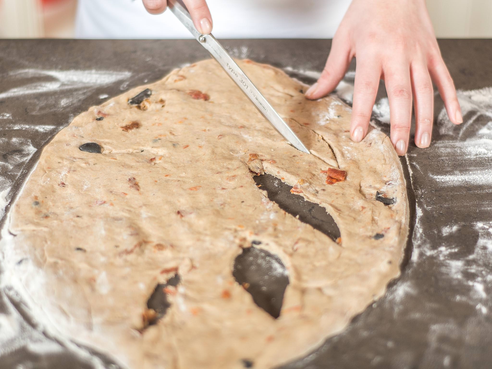 French Fougasse with sun-dried tomatoes