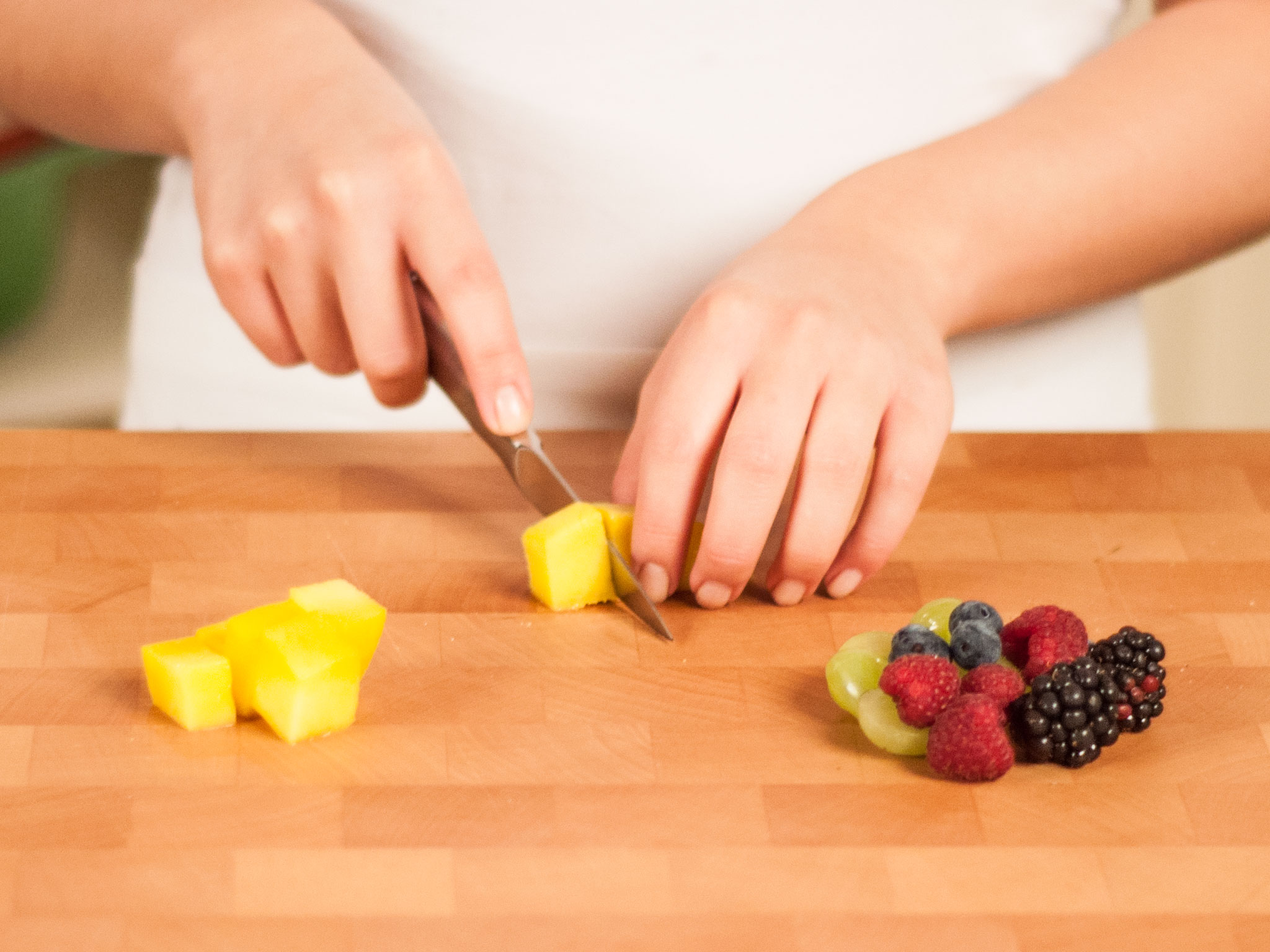 Fruit salad with basil-tarragon granita