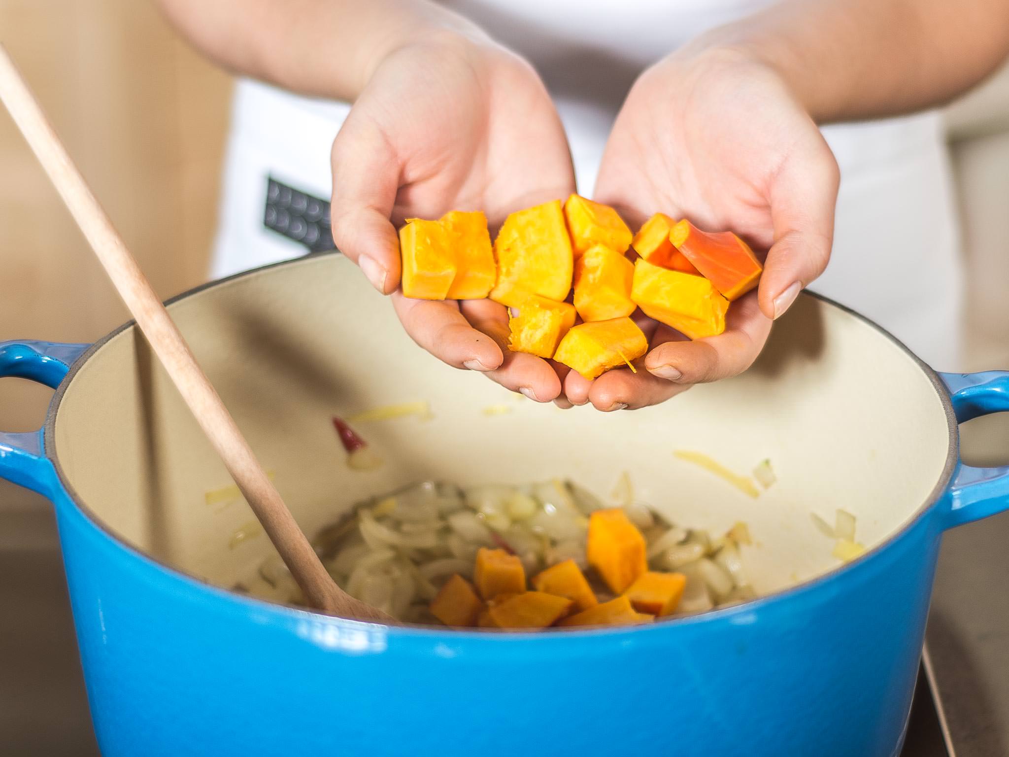 Hokkaido ginger soup with candied pumpkin seeds