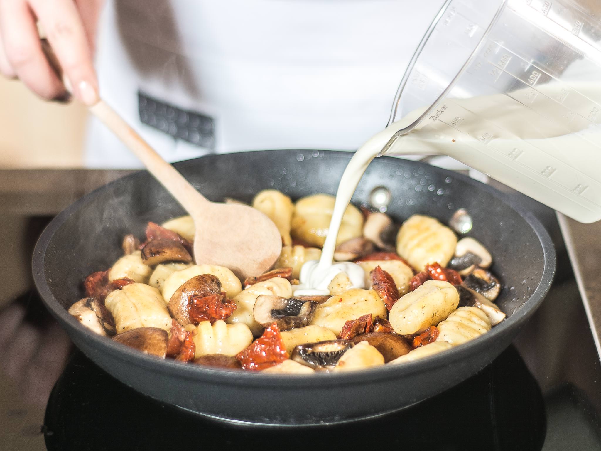 Homemade gnocchi with mushroom sauce