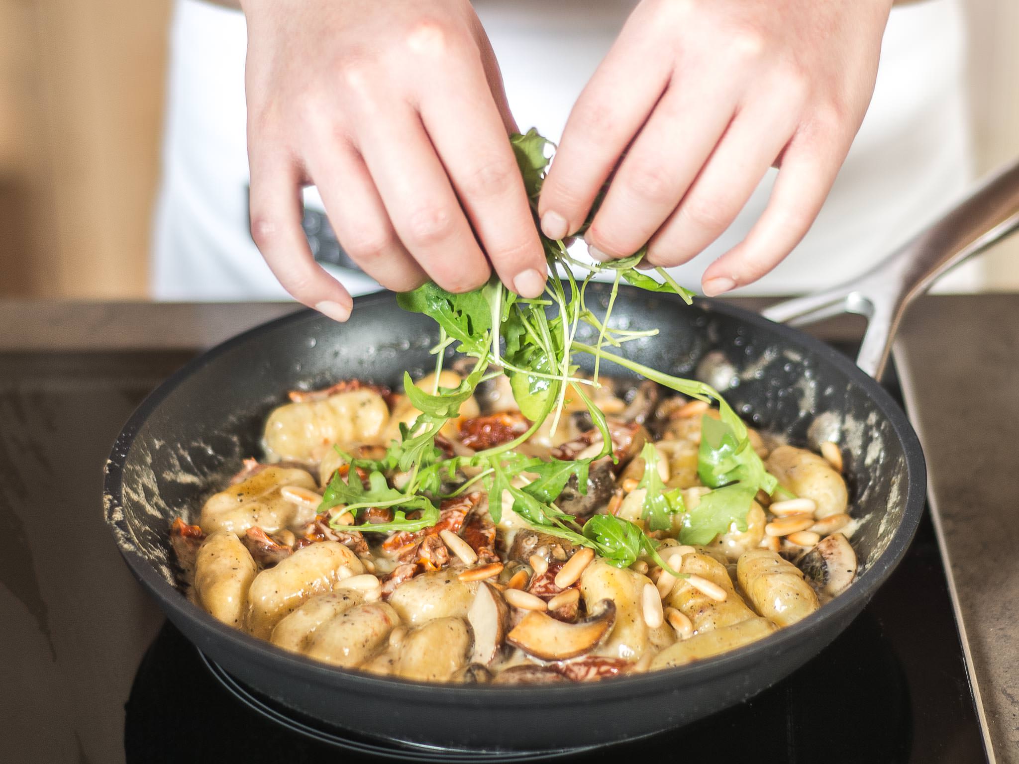 Homemade gnocchi with mushroom sauce