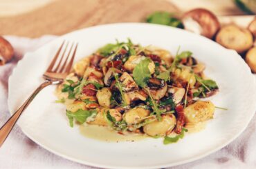 Homemade gnocchi with mushroom sauce