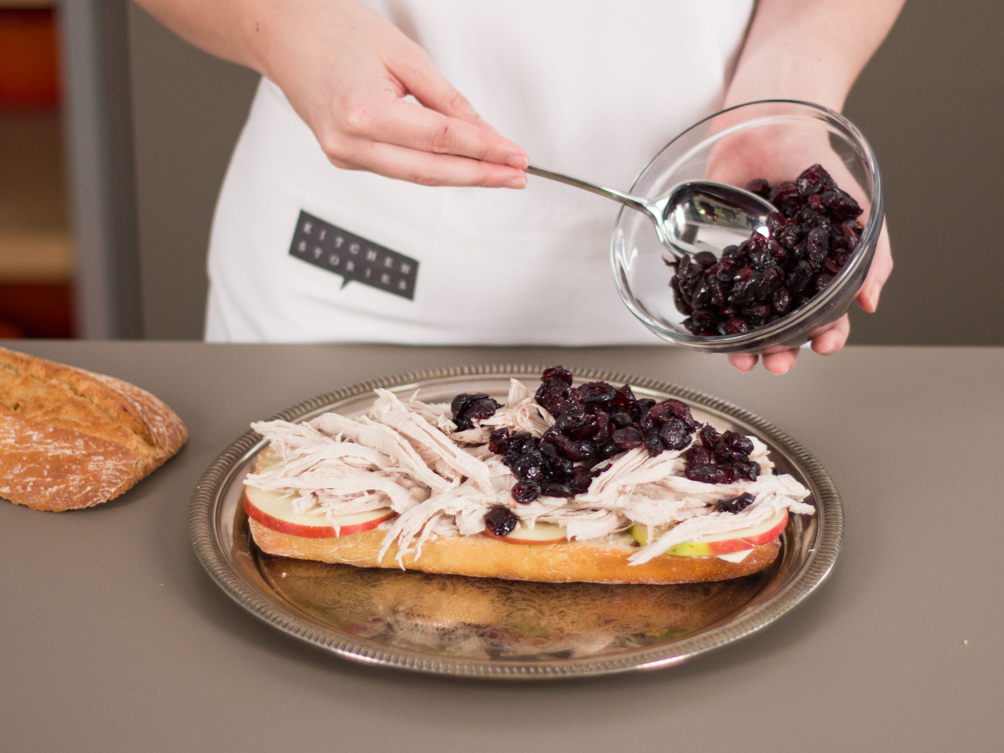 Leftover turkey sandwich with cranberry sauce