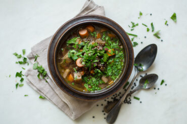 Lentil stew with sausages