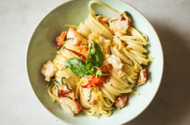 Linguine with lobster