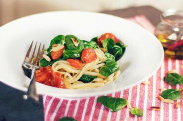 Linguine with sage butter and baby spinach