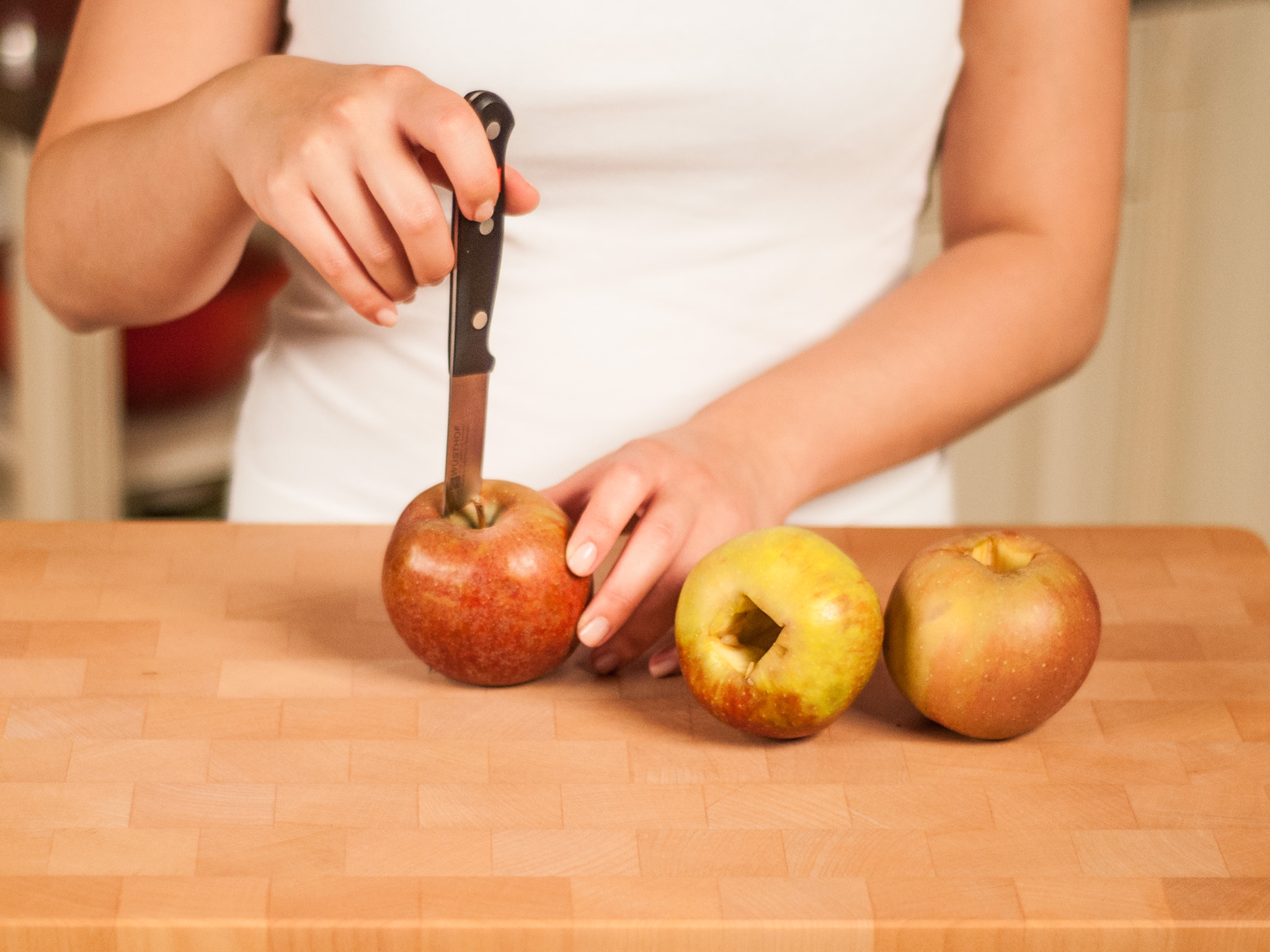 Marzipan stuffed baked apples