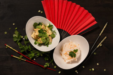 Pickled radish and warm tofu salad