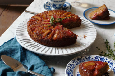 Plum-thyme upside-down cake