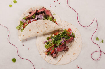 (RED) Skirt steak tortilla with chimichurri sauce
