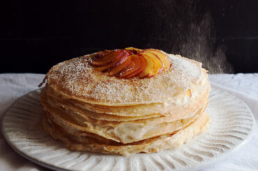 Nectarine-ginger mille crêpe cake