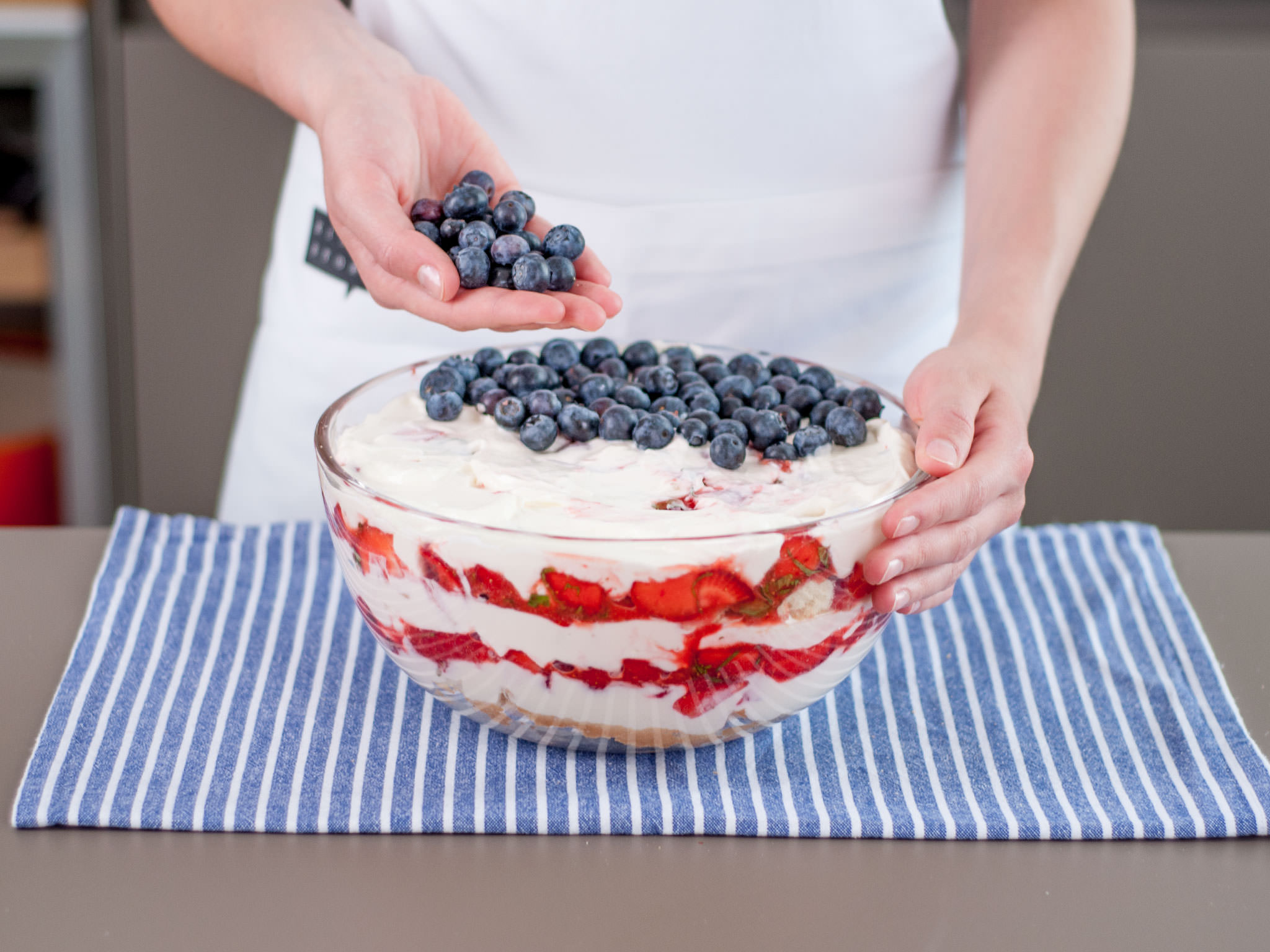 Red, white, and blue trifle