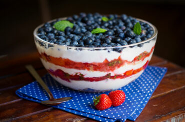 Red, white, and blue trifle