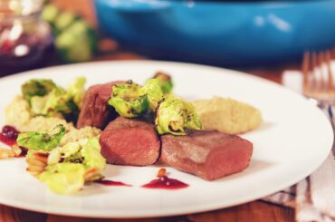 Saddle of venison with Brussels sprouts