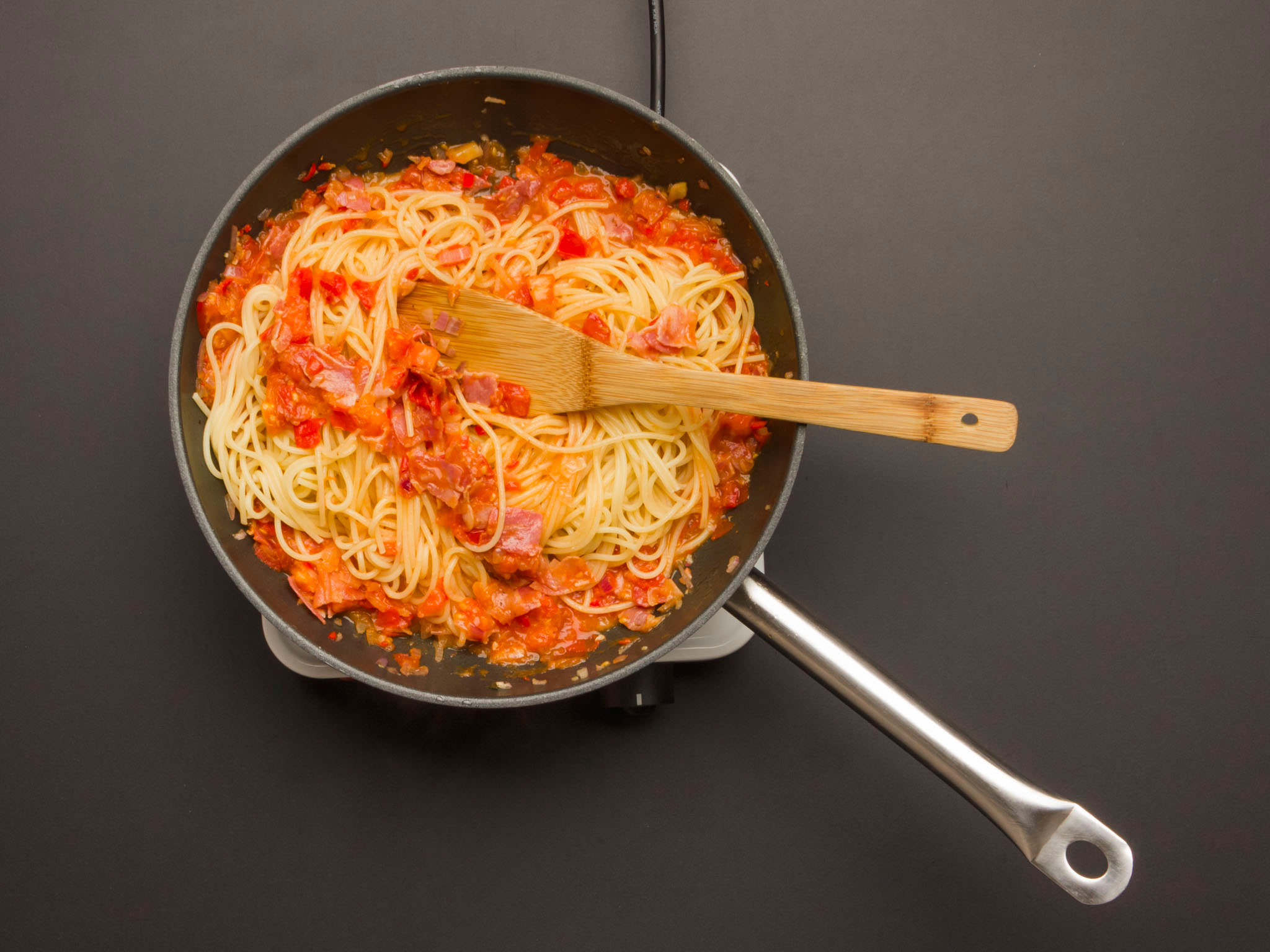 Spaghetti all'Amatriciana with crispy sage