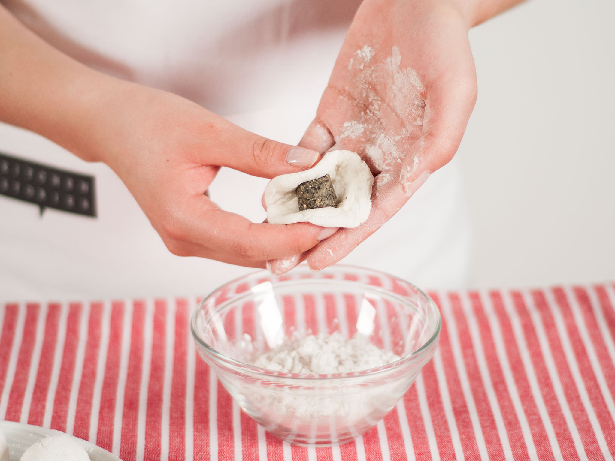 Sweet rice balls with black sesame