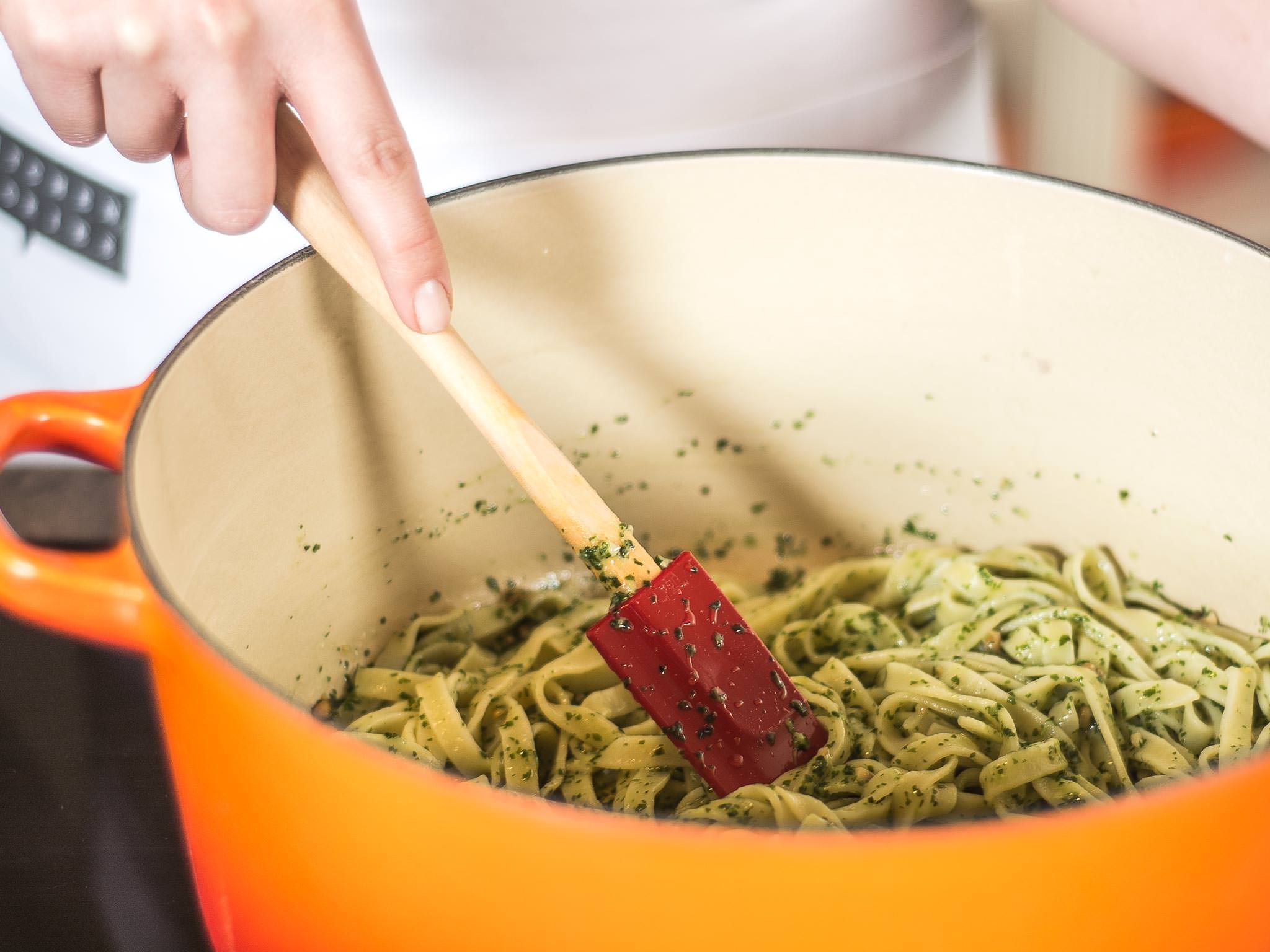 Tagliatelle with pesto and Bresaola