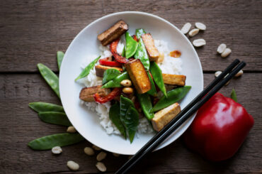 Tofu stir fry with rice
