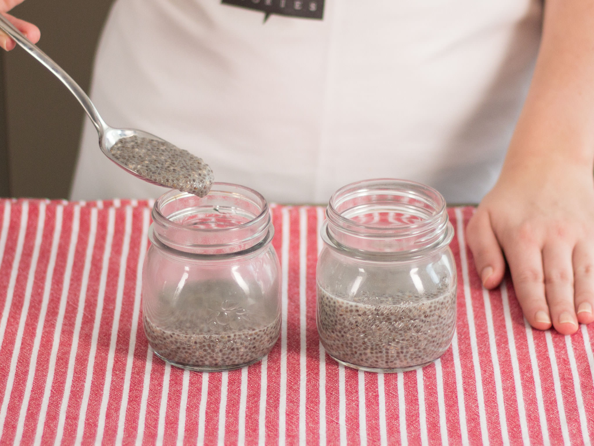 Vanilla chia pudding with warm berry sauce