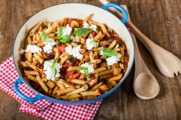 Whole wheat pasta alla norma