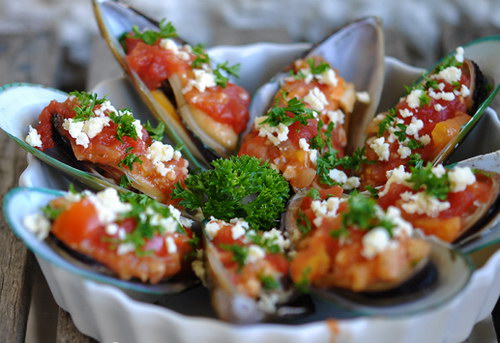 Grilled Mussels Greek Style