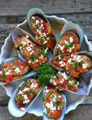 Grilled Mussels Greek Style