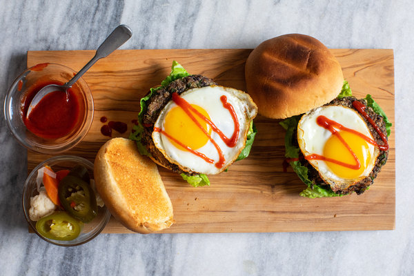 Black Bean Burger With an Egg on Top