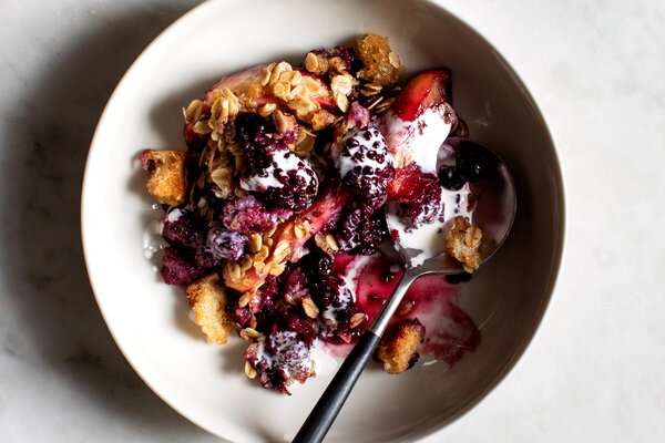 Skillet Berry and Brown Butter Toast Crumble