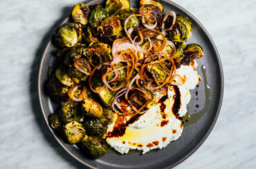 Brussels Sprouts With Pickled Shallots and Labneh