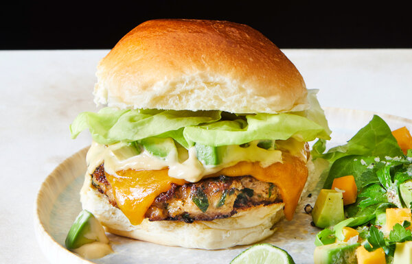 Smashed Chicken Burgers With Cheddar and Parsley