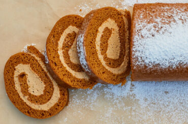 Pumpkin Roll With Coffee-Caramel Cream