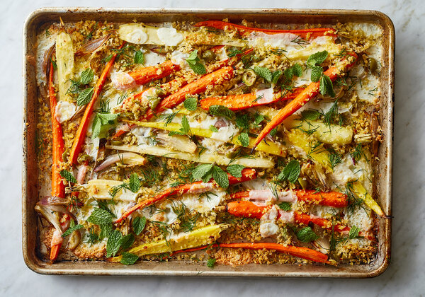 Roasted Carrots With Shallots, Mozzarella and Spicy Bread Crumbs