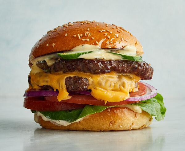 Korean Cheeseburgers With Sesame-Cucumber Pickles