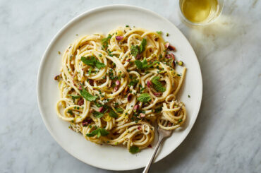 Creamy Bucatini With Spring Onions and Mint