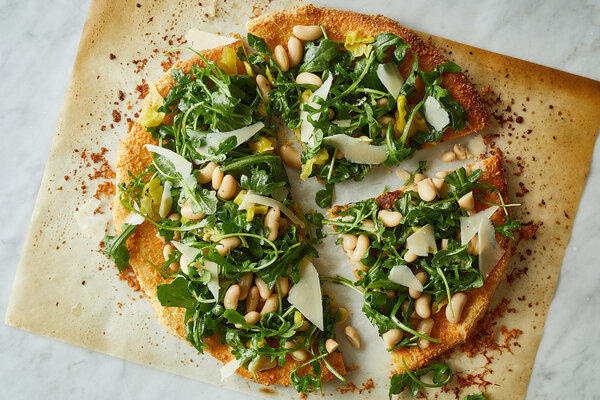 Salad Pizza With Parmesan and White Beans