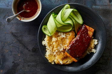 Gochugaru Salmon With Crispy Rice