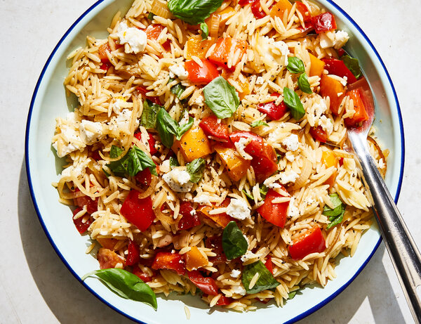 Orzo Salad With Peppers and Feta